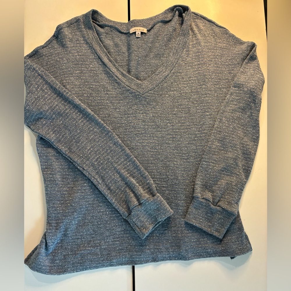 White Birch Womens Long Sleeve V Neck Pullover Sweater grey/blue Size M